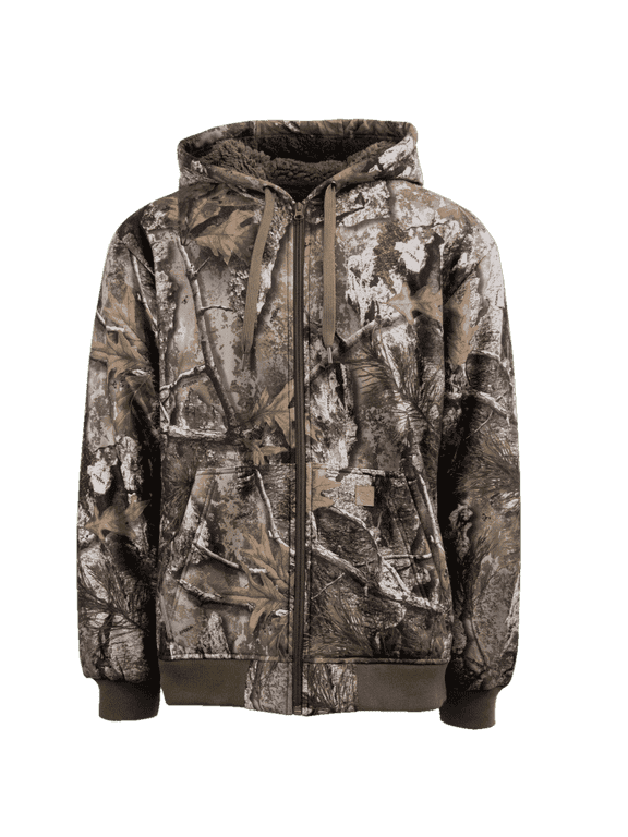 Men's High-Pile Fleece Full-Zip Camo Hunting Hoodie