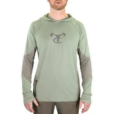 TrueTimber Mens Ragewater Performance Fishing Hoodie- Lilipad/Moon Mist, L