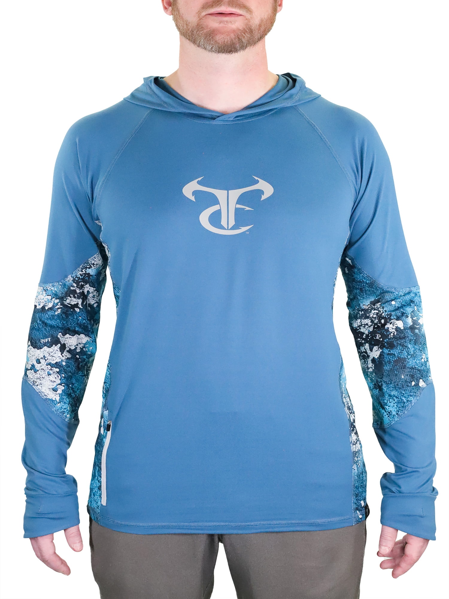 TrueTimber Mens Ragewater Performance Fishing Hoodie- Stellar/Rift, 2XL