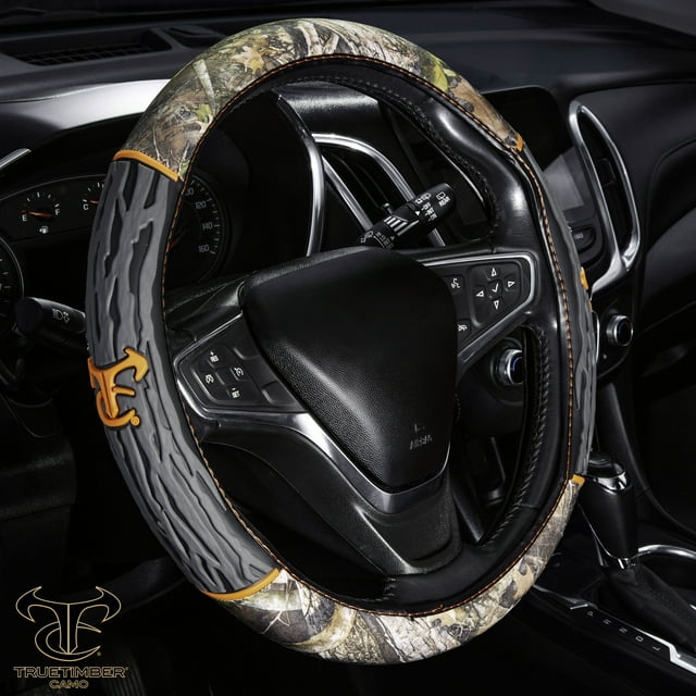 TrueTimber Steering Wheel Cover, Kanati Camo with Orange Accent