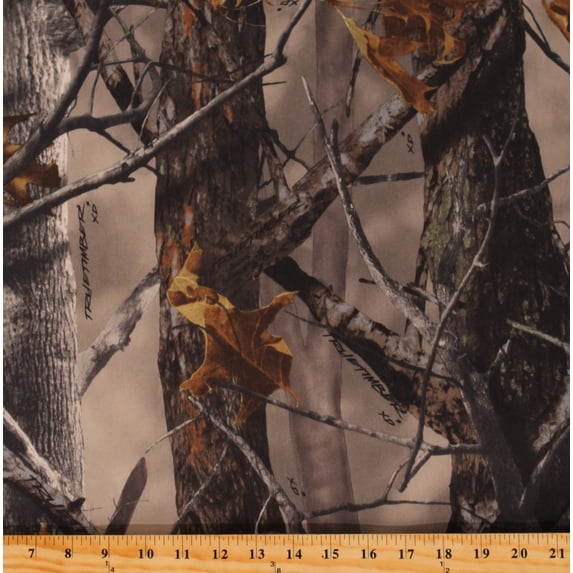 TrueTimber XD Camouflage Twill Leaves Trees Green Brown Gray 60" Wide Polyester Duck Weight Twill Fabric by the Yard (6354)