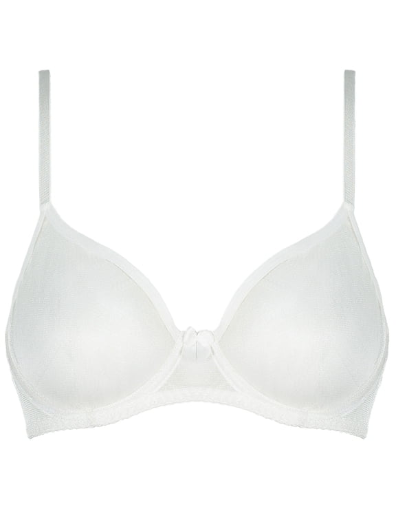 Sexy Sheer Bras for Women Demi Mesh See Through Lingerie Bralette Unlined Underwire Plunge No Padded Bra White 38D