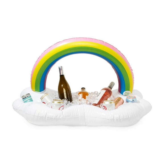TrueZoo Rainbow Inflatable Cooler Bar, Floating Drink Holder, Pool Party