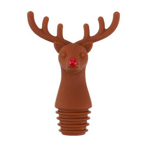 TrueZoo Reindeer Silicone Wine Stopper, Wine Accessories, Set of 1, Brown