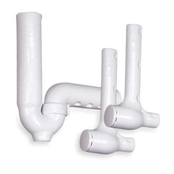P-Trap & Two Valve Covers, 1-1/4 in & 1-1/2 in Pipe Size, Vinyl, White, 3 PCS
