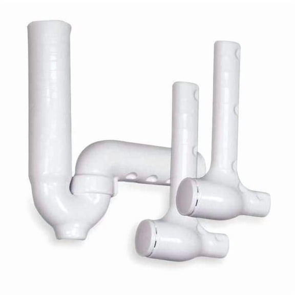 P-Trap & Two Valve Covers, 1-1/4 in & 1-1/2 in Pipe Size, Vinyl, White, 3 PCS 82193