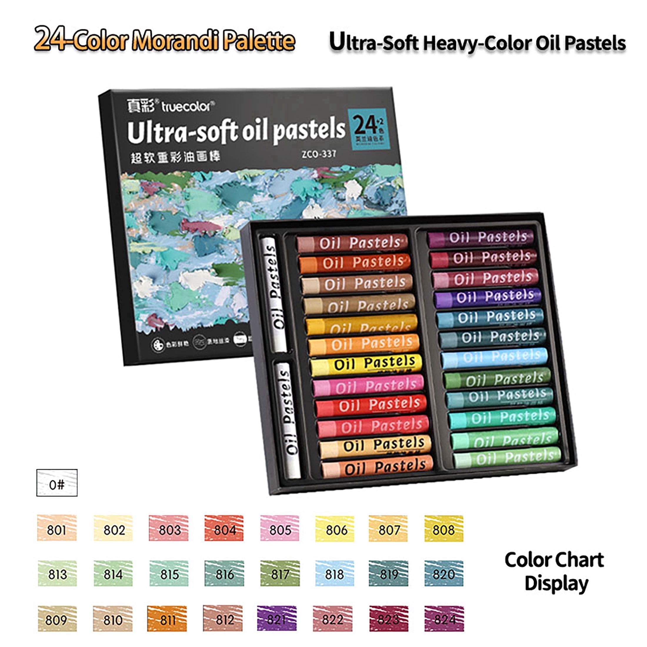 Truecolor 24 Colors Soft Oil Pastels, Macaron Color Oil Pastel Set