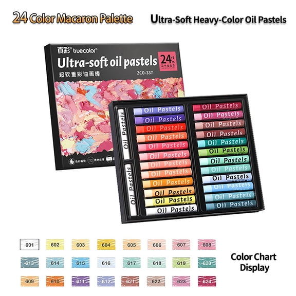 Truecolor Professional Soft Oil Pastels Set, 3 Color Collections, Hard Storage Case, Extra White, Blendable for Scraping & Layering Art