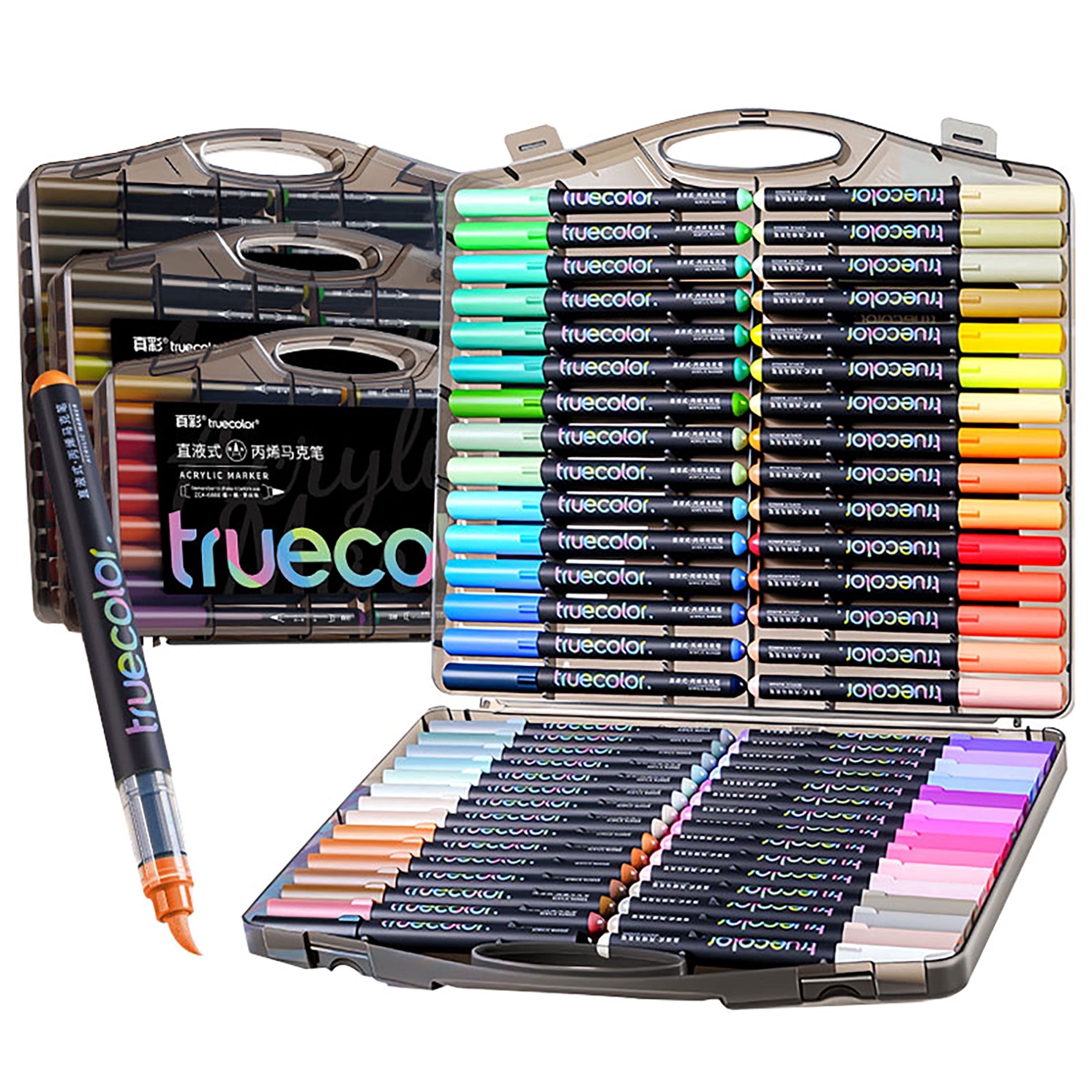 Truecolor Direct-Flow Acrylic Paint Markers, Black Barrel with PP Storage Case ZCA-6888
