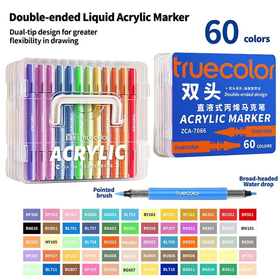 Truecolor Dual Tip Acrylic Paint Markers with Carry Case ZCA-7066