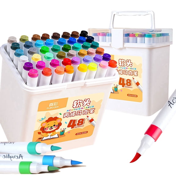 Truecolor Soft Tip Acrylic Markers, ZCA-9189, No Bleed, Multi-Surface, Barrel Pack