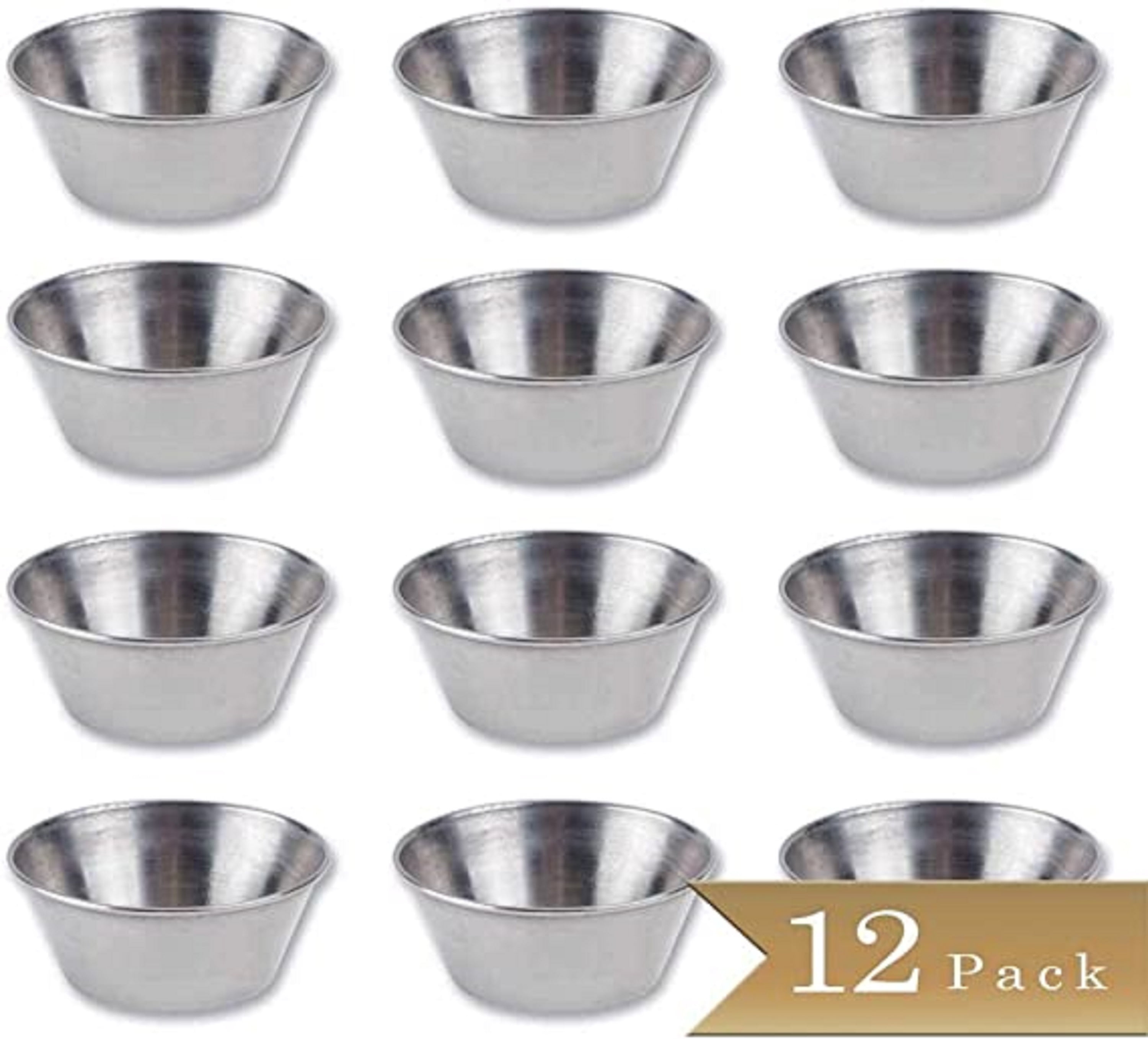 Truecraftware - 1.5 oz. Condiment Sauce Cups, Stainless Steel, Set of 12