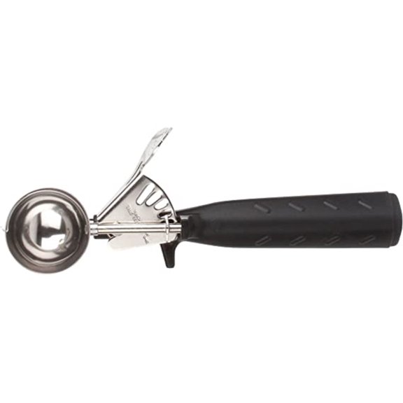 Truecraftware – 1- Ounce Stainless Steel Disher/ Scooper, Size 30, Triangle Handle, Black