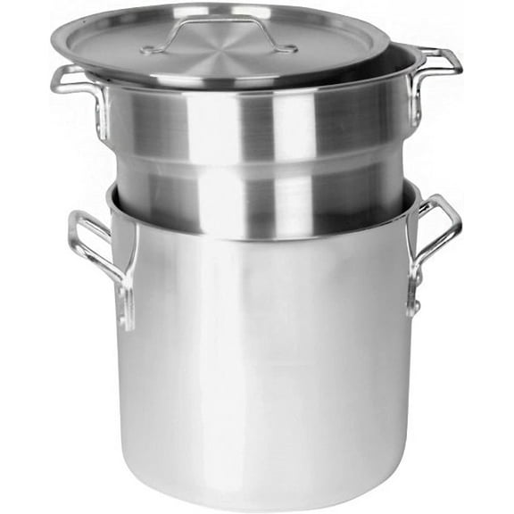 Truecraftware 12 Qt. Aluminum Double Boiler Pot with Cover Double Boiler for Chocolate Melting Fondue Cheese and Specialty Sauces