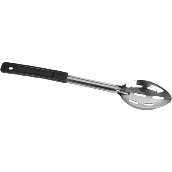 Truecraftware 13- inch, Slotted Basting Spoon, Stainless Steel, Black Plastic Handle