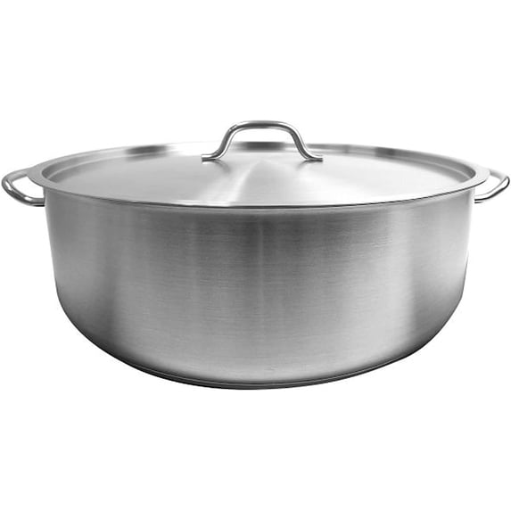 Truecraftware – 30 Qt. Stainless Steel Braiser Pot with Encapsulated Base and Cover - Heavy-Duty Brazier Pot Cookware Dishwasher and Oven Safe NSF