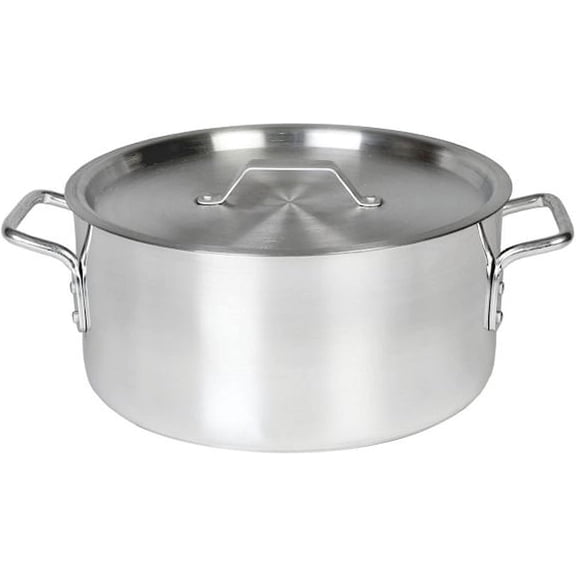 Truecraftware – 8 qt. Aluminum Brazier Pot with Cover/Lid Heavy Weight Braiser Pan Mirror Finished NSF