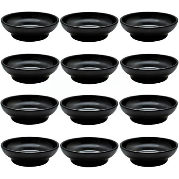 Truecraftware Set of 12- Salsa Dish 4-1/2 oz. Black Color Melamine - Perfect for Salsa Guacamole Cheese Condiments & Dipping Sauces