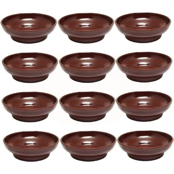 Truecraftware Set of 12- Salsa Dish 4-1/2 oz. Chocolate Color Melamine - Perfect for Salsa Guacamole Cheese Condiments & Dipping Sauces