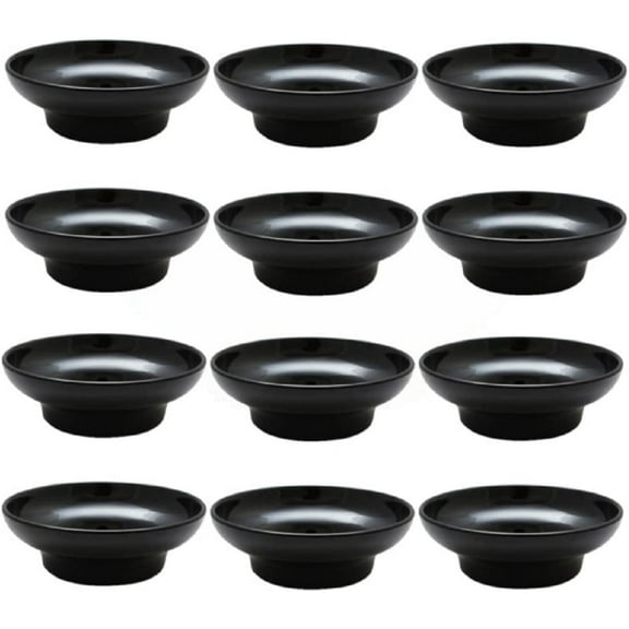 Truecraftware Set of 12- Salsa Dish 8 oz. Black Color Melamine - Perfect for Salsa Guacamole Cheese Condiments & Dipping Sauces