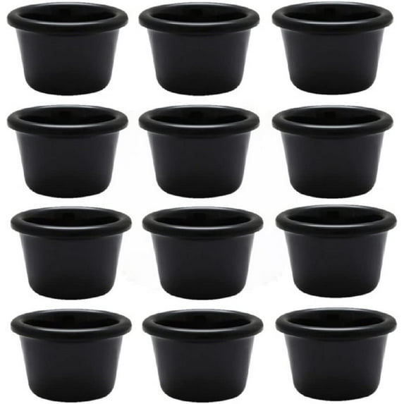 Truecraftware – Set of 12- Smooth Ramekin 1-3/4 oz. Black Color Melamine -  Individual Condiments Ramekins Portion Dipping Sauce