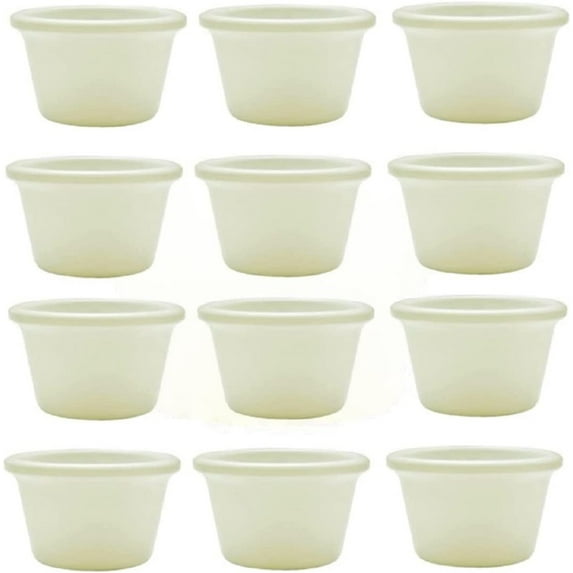 Truecraftware – Set of 12- Smooth Ramekin 3 oz. Bone Color Melamine - Individual Condiments Ramekins Portion Dipping Sauce
