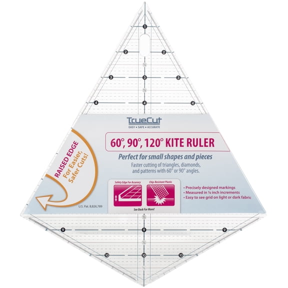Truecut Kite Ruler - 60, 90, & 120 Ruler With Track & Guide System - Works With Truecut My Comfort Rotary Cutter & Other Rotary Cutters - Great Ruler For Fabric, Arts, And Crafts