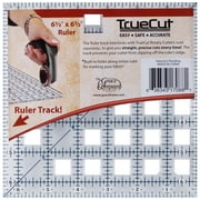 Truecut Square Ruler - 6.5"X6.5" Ruler With Track & Guide System - Works With Truecut My Comfort Rotary Cutter & Other Rotary Cutters - Great Ruler For Fabric, Arts, And Crafts