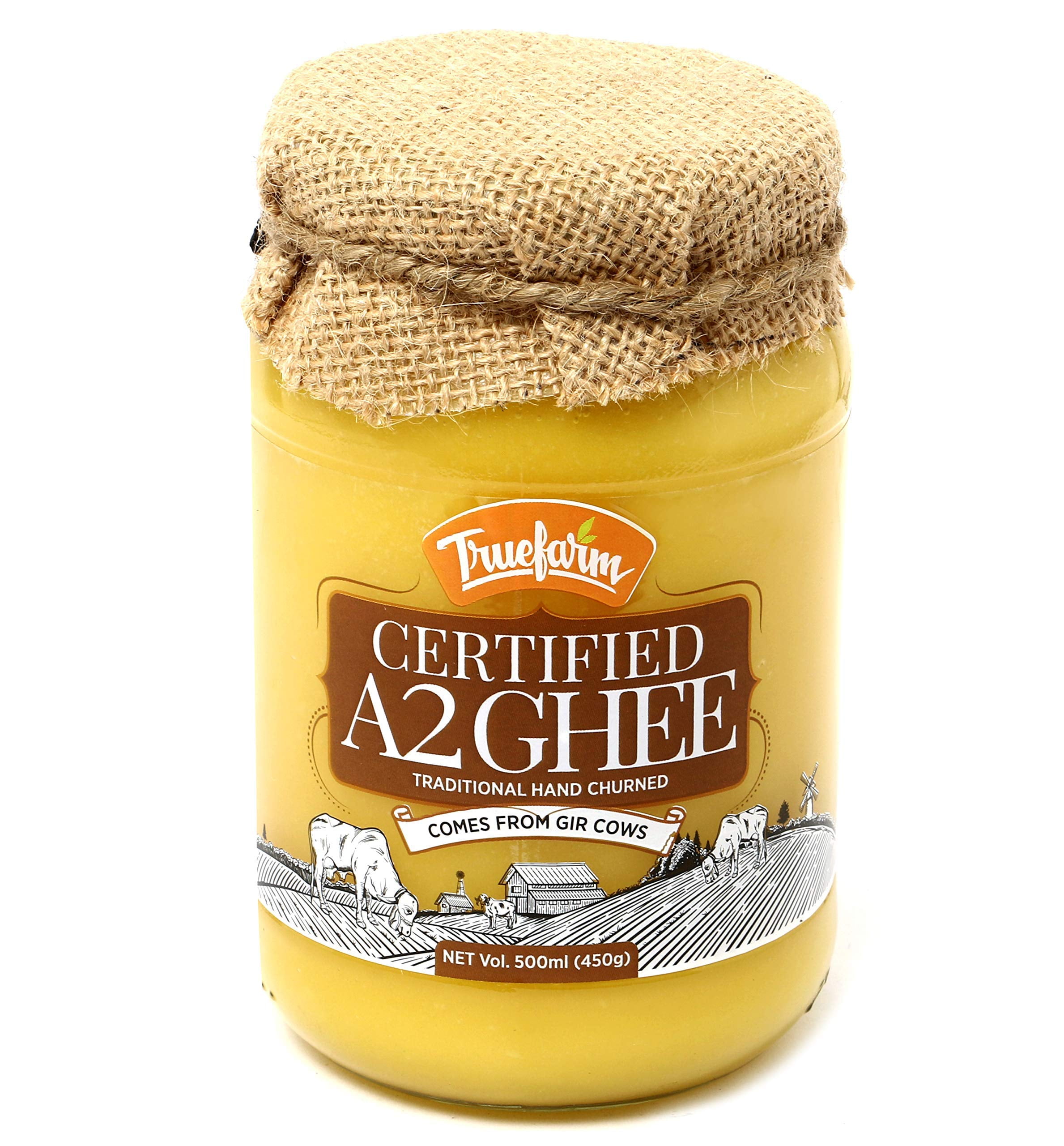 Truefarm A2 Gir Cow Desi Ghee (500Ml) Traditional Hand Churned
