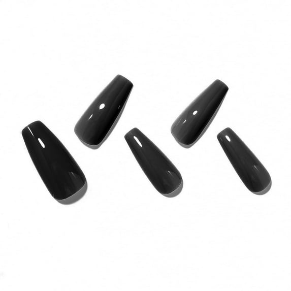 Truejoo Long French Tip Press On Nails 24 Piece,Piano Black Long Fake Nails Coffin Stick on Nails,Soft Gel Fake Nails for Women Natural Fit & Reusable-Fake Nails with Jelly Gel Art Kit