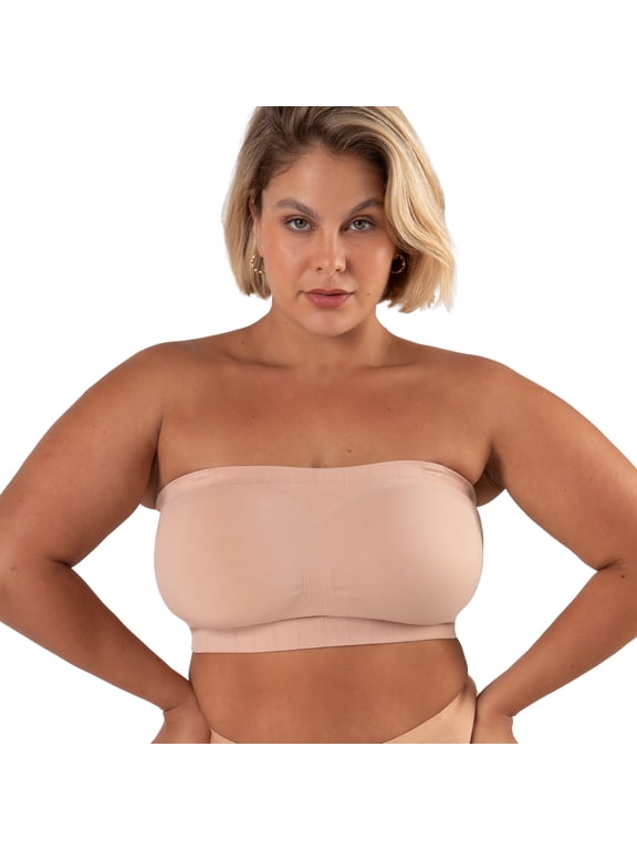Convertible Strapless Bandeau Bra – Women’s Seamless Wire-Free, Removable Straps, Sizes S to 4XL