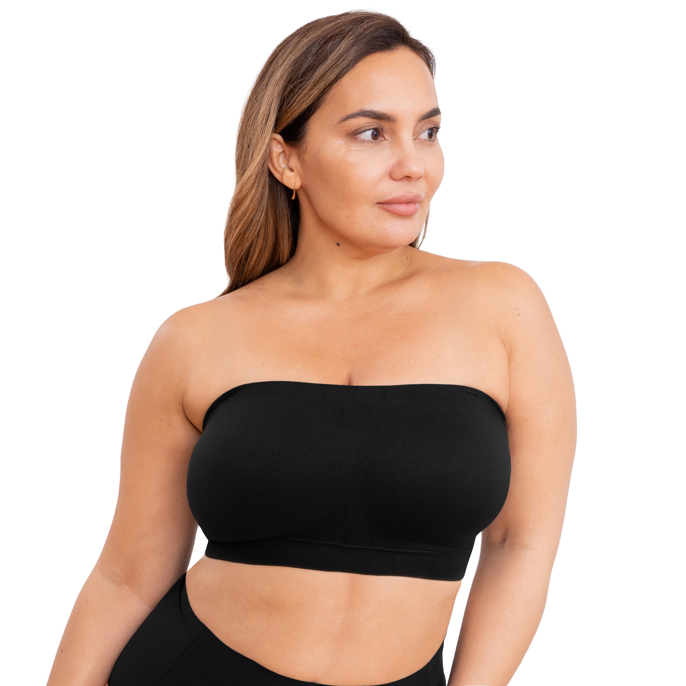 Truekind Comfort Convertible Strapless Bandeau Bra – Women’s Seamless Wire-Free, Removable Straps, Sizes S to 4XL