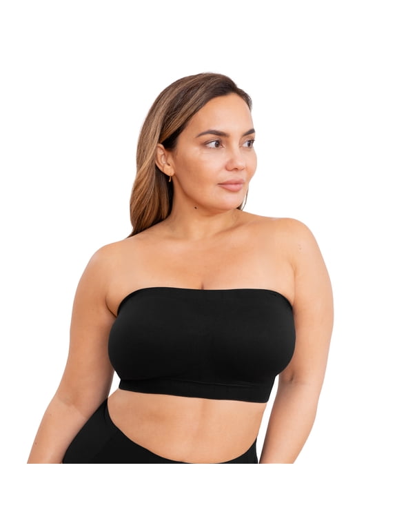 Convertible Strapless Bandeau Bra – Women’s Seamless Wire-Free, Removable Straps, Sizes S to 4XL
