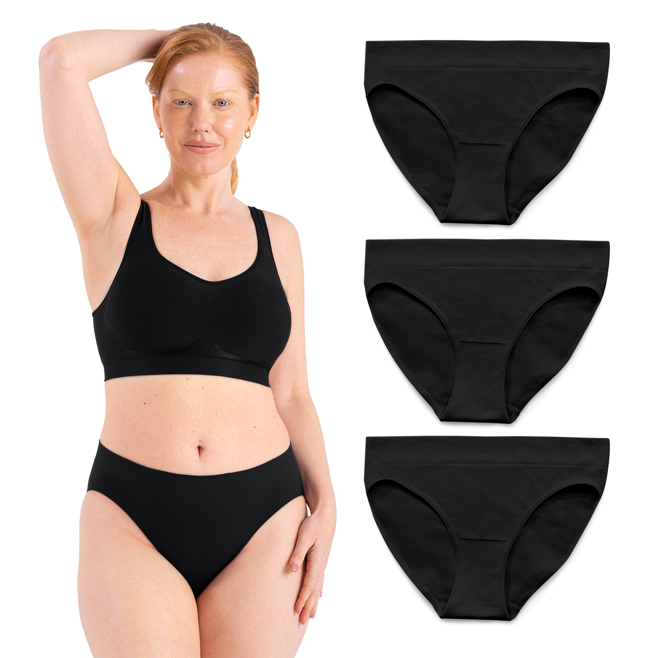 Truekind Comfort 3-Pack Ultra-Soft Brief – Seamless Full- Coverage Women's Panty, Buttery-Soft Second-Skin Feel, Sizes S to 4XL