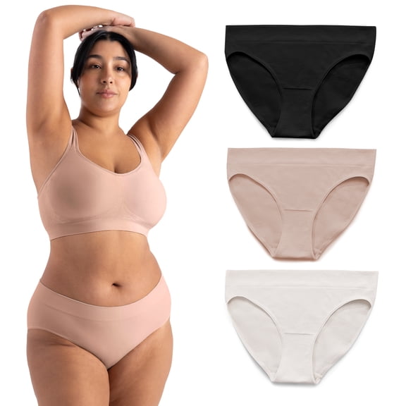Truekind Comfort 3-Pack Ultra-Soft Brief – Seamless Full- Coverage Women's Panty, Buttery-Soft Second-Skin Feel, Sizes S to 4XL