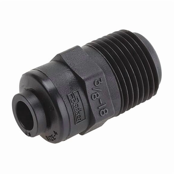 Trueseal Push-Fit Adapter Fitting, 1/2 in Tube Size, PVDF, Black FB8MC8-HBLK
