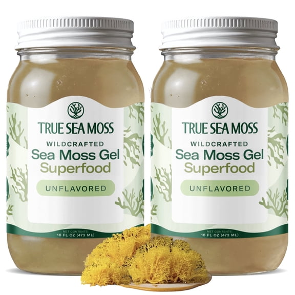 TrueSeaMoss Wildcrafted Irish Sea Moss Gel Original, 2 Pack, Natural Seamoss 32 fl oz Flavored Seaweed Snack