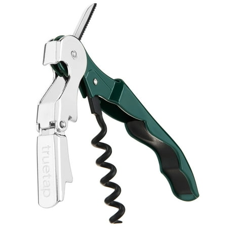 Truetap™ Green Double Hinged Waiter's Corkscrew Bottle Opener with Foil Cutter