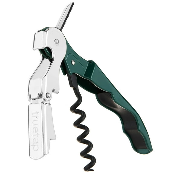 Truetap™ Green Double Hinged Waiter's Corkscrew Bottle Opener with Foil Cutter