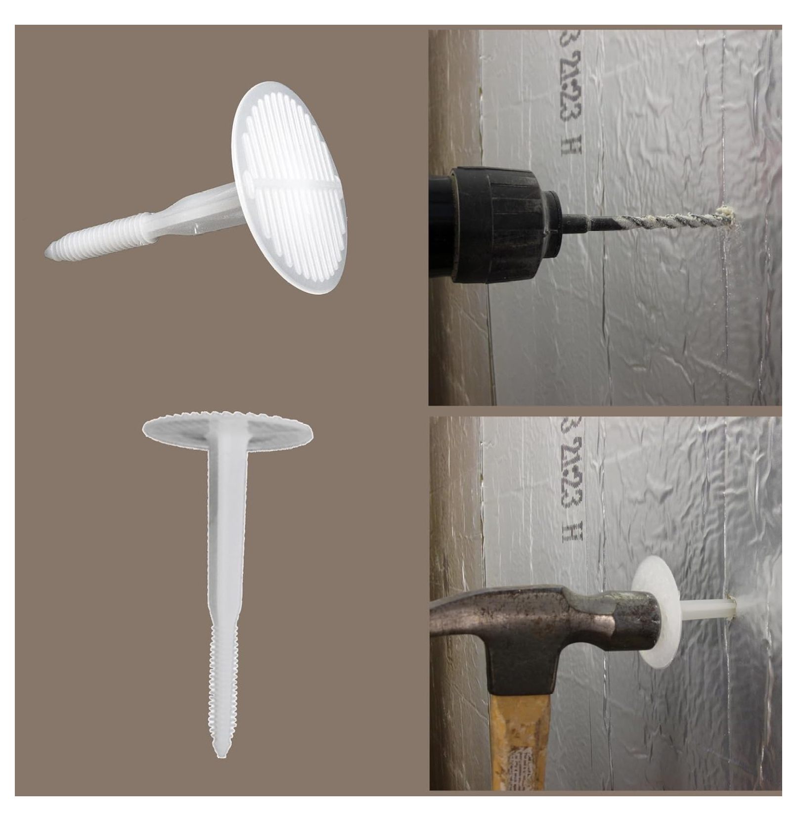 Trufast 2 Inch HeavyDuty Plastic Insulation Masonry Fasteners (50 pcs.) Durable Anchors for