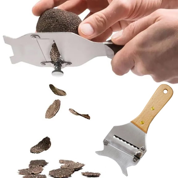 Truffle Shaver Cheese Slicer Stainless Steel Chocolate Plane Razor Slicing Tool Beech Wood Handle Manual Adjustable Grater for Kitchen Baking Gourmet