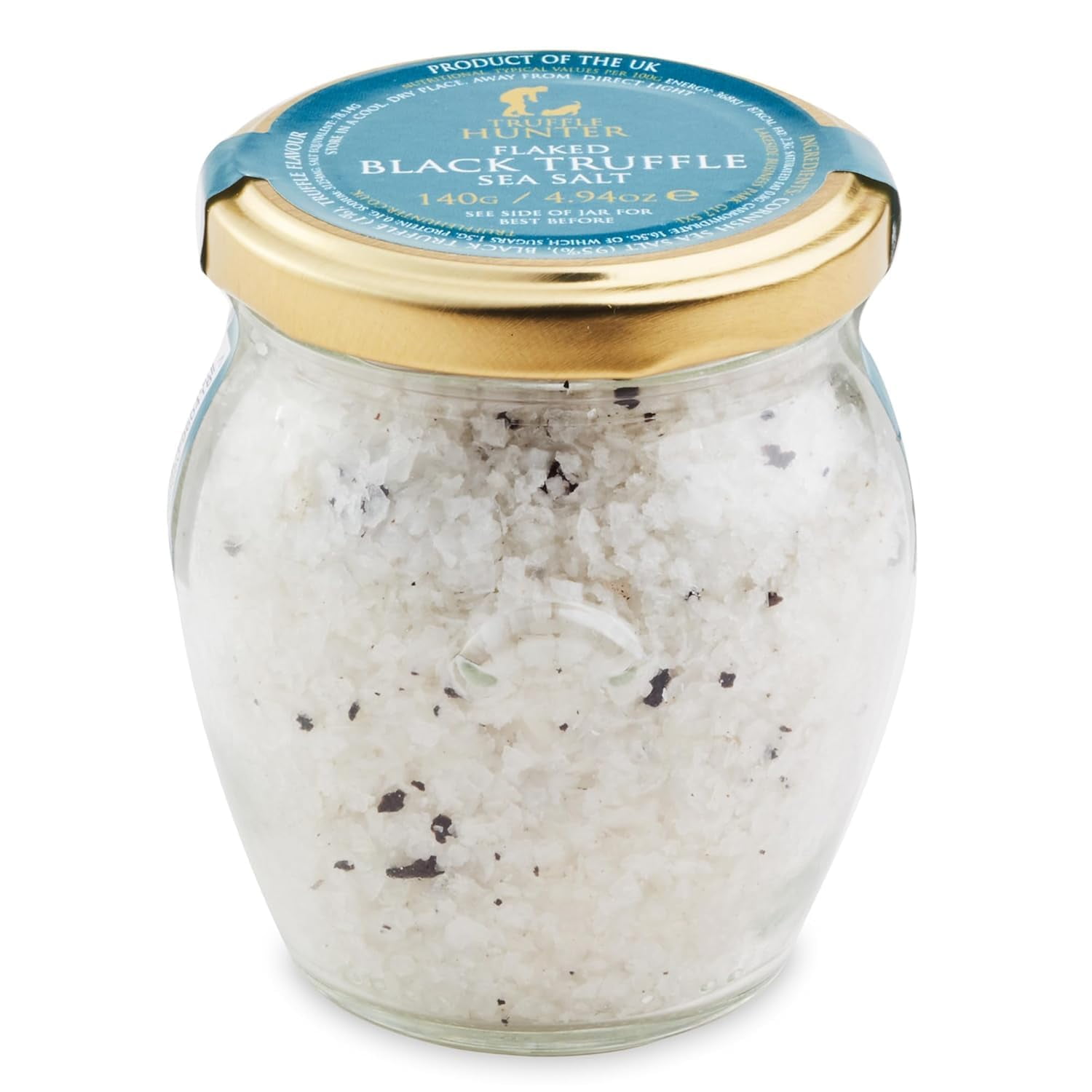 TruffleHunter Black Truffle Cornish Sea Salt Flakes - 4.94 Oz Gourmet Seasoning