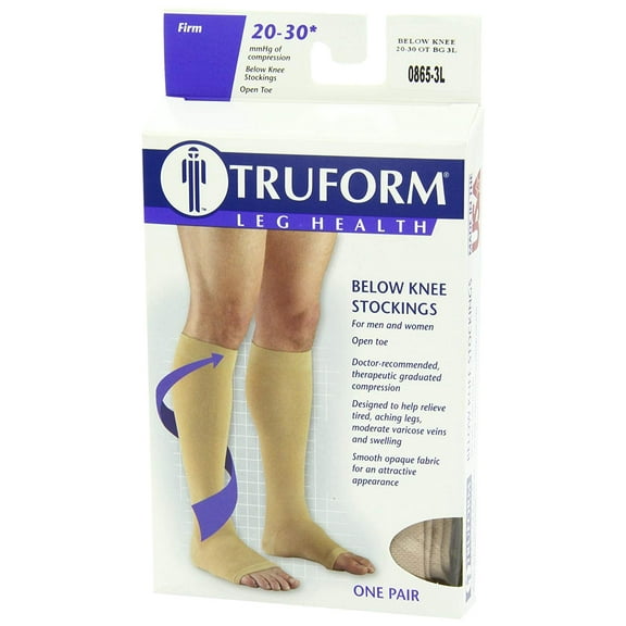 Truform StockingsKnee HighOpen Toe: 20-30 mmHg3LBEIGE (0865-3L)