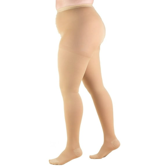 Truform 20-30 mmHg Maternity Compression Pantyhose, Tummy Support for Pregnant Belly, Beige, X-Tall