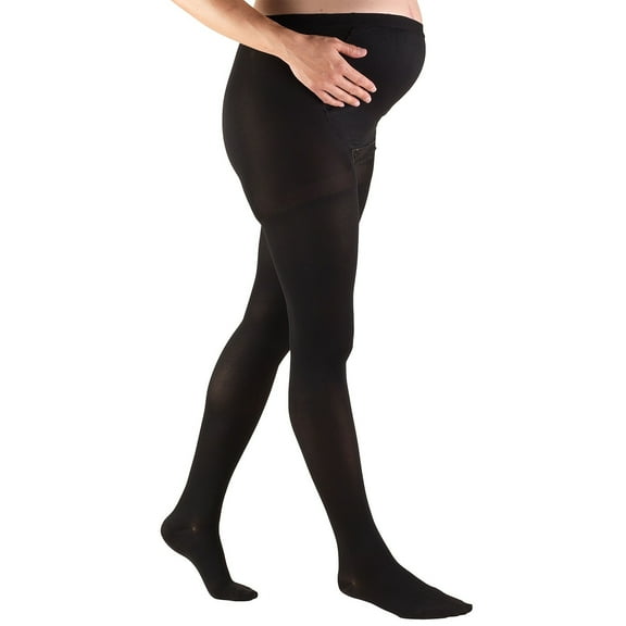 Truform 20-30 mmHg Maternity Compression Pantyhose, Tummy Support for Pregnant Belly, Black, X-Tall