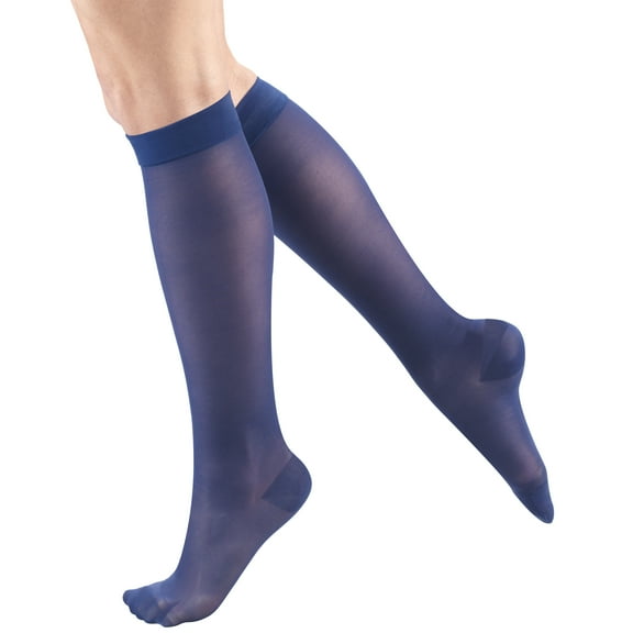 Truform 30-40 mmHg Compression Stockings for Men and Women, Knee High Length, Dot-Top, Closed Toe, Purple, Medium
