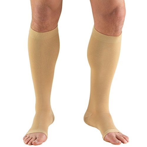 Truform 30-40 mmHg Compression Stockings for Men and Women, Knee High  Length, Open Toe, Beige, 3X-Large 