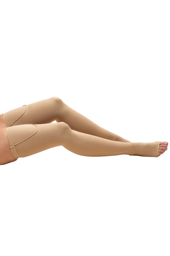 Anti-Embolism Thigh Length Stockings, Open Toe: 18 mmHg, Beige, Medium