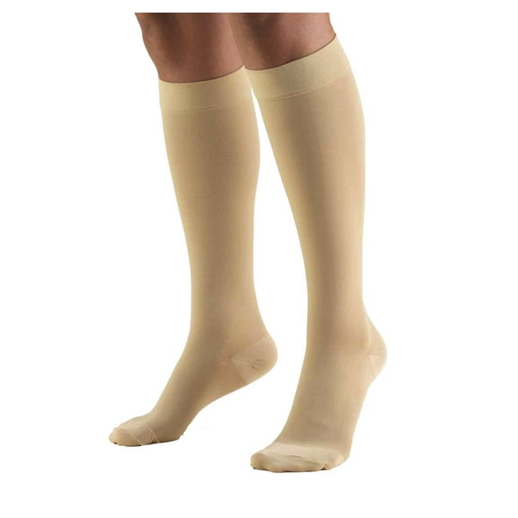 Truform Compression Stockings, Unisex, Knee High, Closed Toe, 20-30 mmHg, Beige, X-Large (short length)