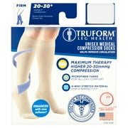 Truform Firm Strength Compression Socks, Knee High, Closed Toe, Beige, Medium